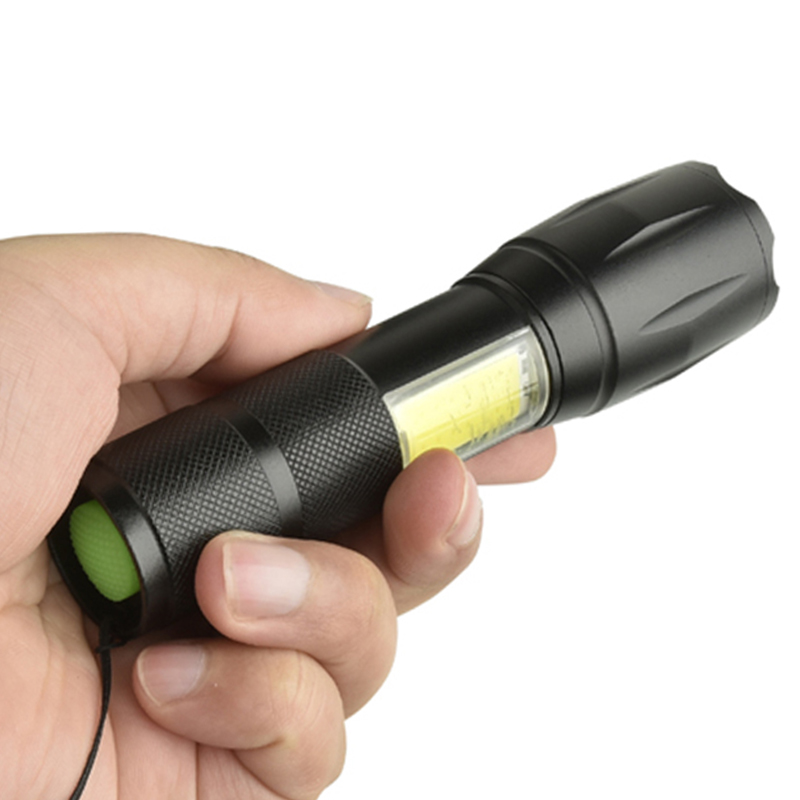 Dropshipping Led Flashlight High Quality XM-L T6 & COB Zoomable 4 Modes Torch 18650 Battery Aluminum Lantern for Bike Camping
