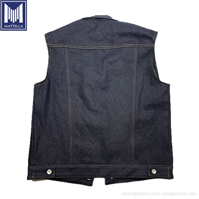 thick 17oz 100% cotton sleeveless selvedge denim vest
