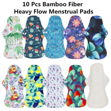 [simfamily] 10pcs Reusable Pads organic Bamboo Fiber menstrual pads sanitary pads lady cloth pads Washable Panty Health Feminine