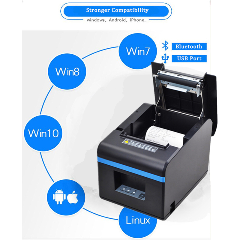 Xprinter Pos 80mm Thermal Receipt Printer with Bluetooth USB Port Ticket Check Printer With Auto Cutter For Mobile Android Wins