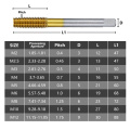 CMCP Extrusion Taps M2-M12 Fluteless Forming Machine Taps TiN Coating Metric Screw Thread Tap Drill Metal Threading Tools