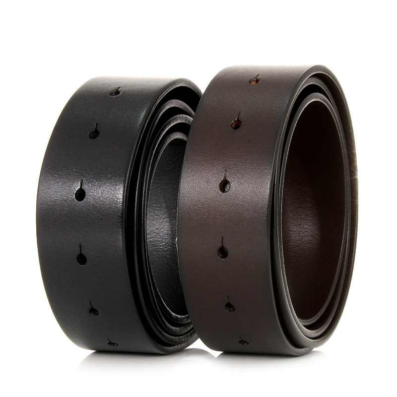 Pure Cowhide Belt Strap 3.3CM 3.8cm No Buckle Genuine Leather Belts With Round Holes High Quality without smooth buckle
