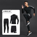 3pcs / set Workout Male Sport Suit Gym Compression Clothes Fitness Running Jogging Sport Wear Exercise Workout Tights