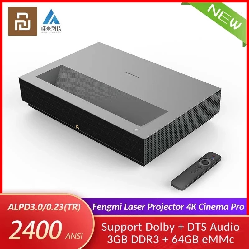 Original Youpin Fengmi Laser Projector TV 4K Cinema Pro 150 inch 3GB 64GB 2400 ANSI Lumens Highlight Smart Wifi Home Theater