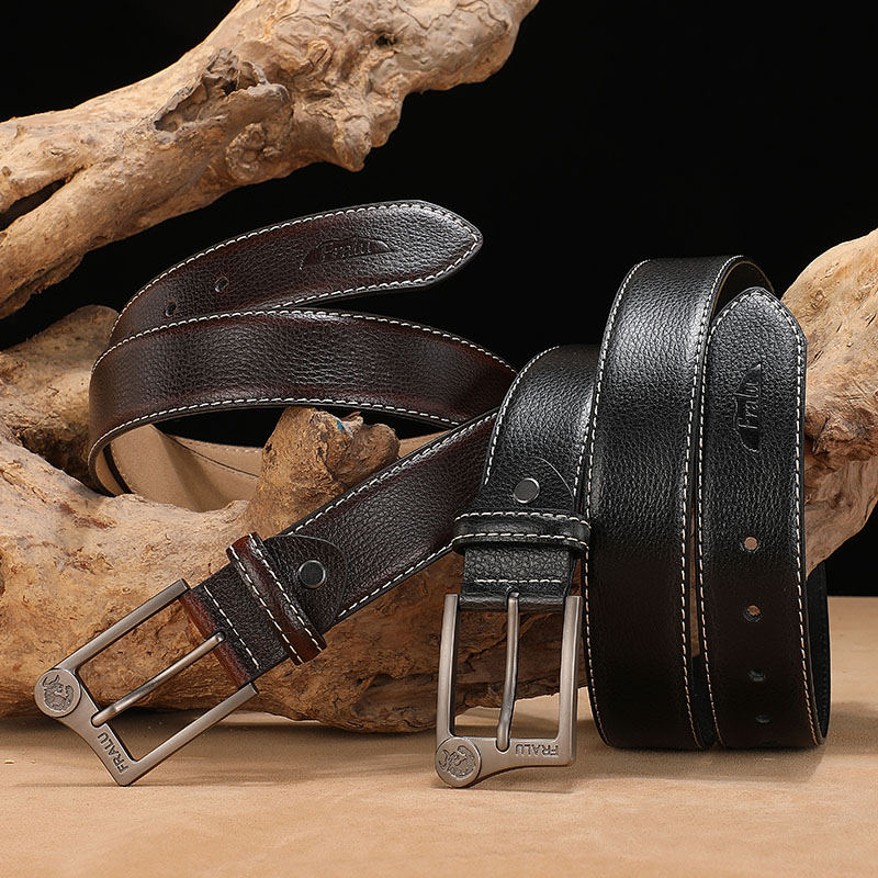 FRALU Men belt High Quality cow genuine leather luxury strap male belts for men new fashion classice vintage pin buckle