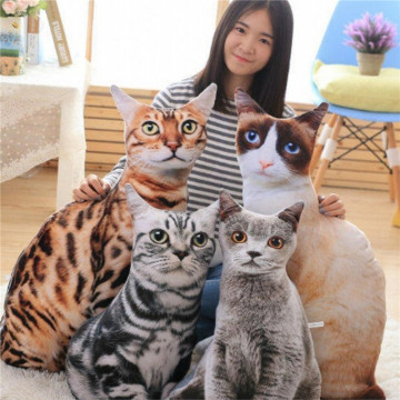 50/75 cm Simulation Plush Cat Pillows Soft Stuffed Animals Cushion Sofa Decor Cartoon Plush Toys for Children Kids Gift