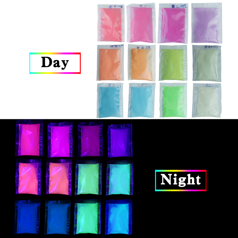 Luminous Powder Pigment Glow In The Dark 10g Per Pack Turquoise Noctilucent Dust Fluorescence DIY