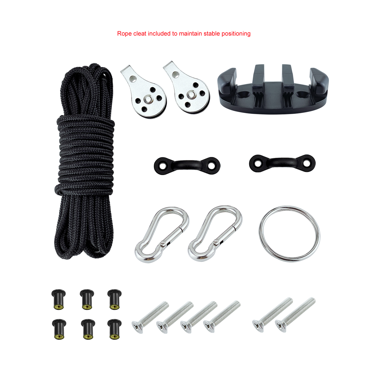 Water Sports Kayak Canoe Anchor Trolley Kit Cleat Rigging Ring Pulleys Pad Eyes Well Nuts Screws Rope Boats Decks Accessories