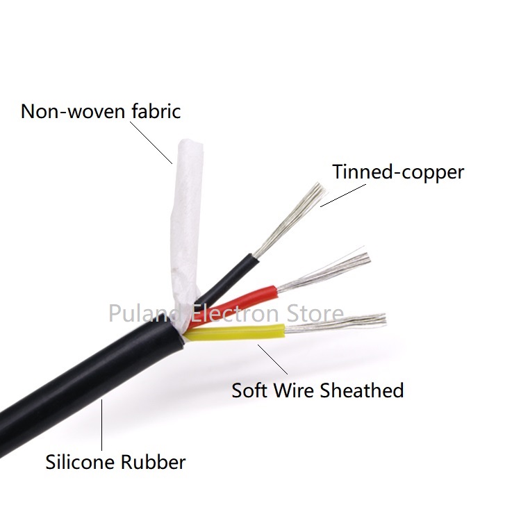 Square 0.3mm Ultra Soft Sheath Wire 2 3 4 Core Silicone Rubber Cable Insulated Flexible Copper High Temperature Power Line Black