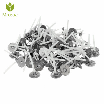 Mrosaa 100Pcs Candle Wax Wick Sustainer Cores Tabs Eco-Friendly Candle Making pure cotton Wicks Candle accessories 12.5x2.5mm