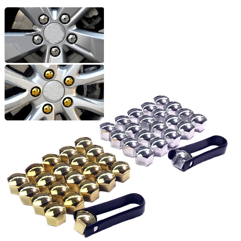 JEAZEA 20Pcs 17mm Hexagon Wheel Lug Bolt Center Nut Covers Caps Clip for Audi A4 Q5 VW Jetta Golf Skoda BMW SEAT 321601173A