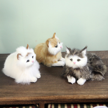 Realistic Cat Plush Toys Lifelike Fur Furry Cat Dolls Sleeping Animals Creative Gift Home Decoration Simulation Kitten Models