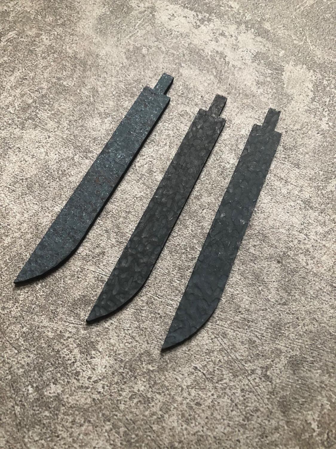 3pices High carbon steel Damascus pattern hunting knives DIY blade billet blank Sharp Fixed blade camping survival knife parts