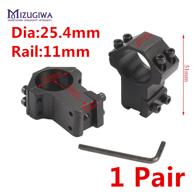 1 Pair MIZUGIWA Scope Mount Rings 25.4mm / 30mm Weaver 11mm / 20mm Picatinny Rail For Optics Sight Pistol Airsoft Accessories