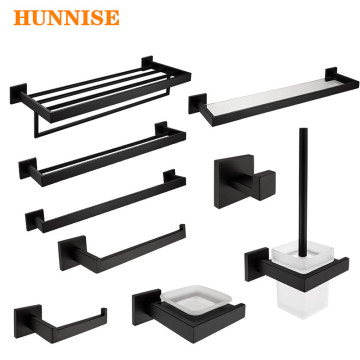 Black Bathroom Hardware Set, Matte Black Bathroom Hardware Set Square Bathroom Fixture ,stainless Steel Black Bath Hardware Sets