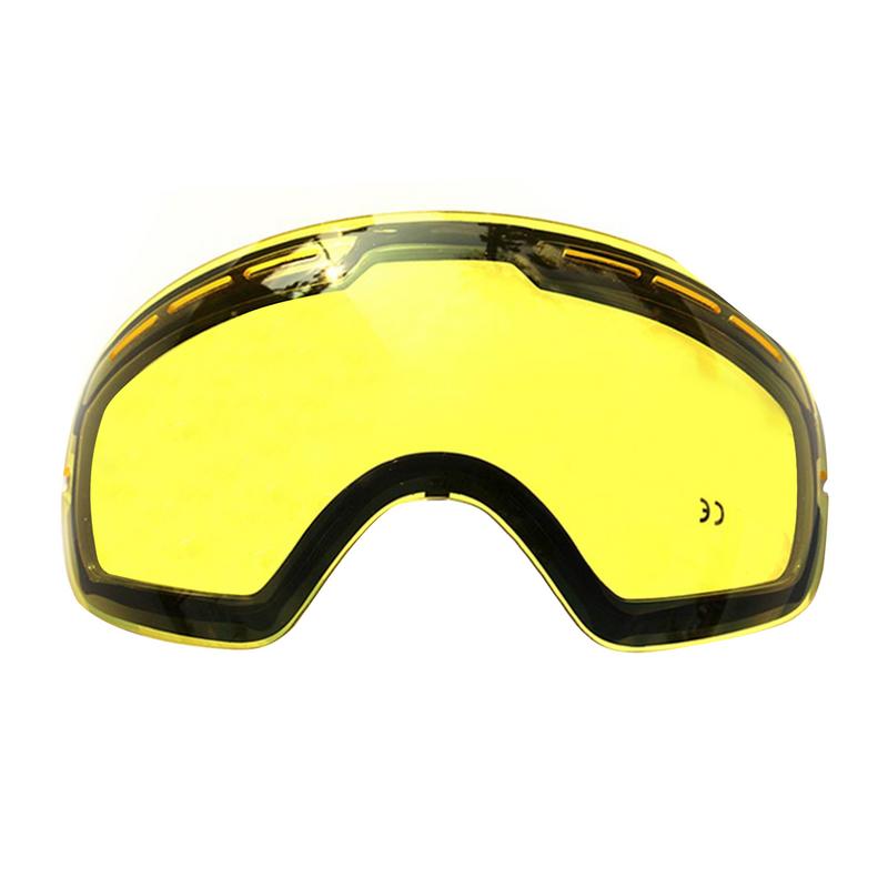 GOG-201 Lens Yellow Graced Magnetic Lens For Ski Goggles Anti-fog UV400 Spherical Ski Glasses Night Skiing Lens
