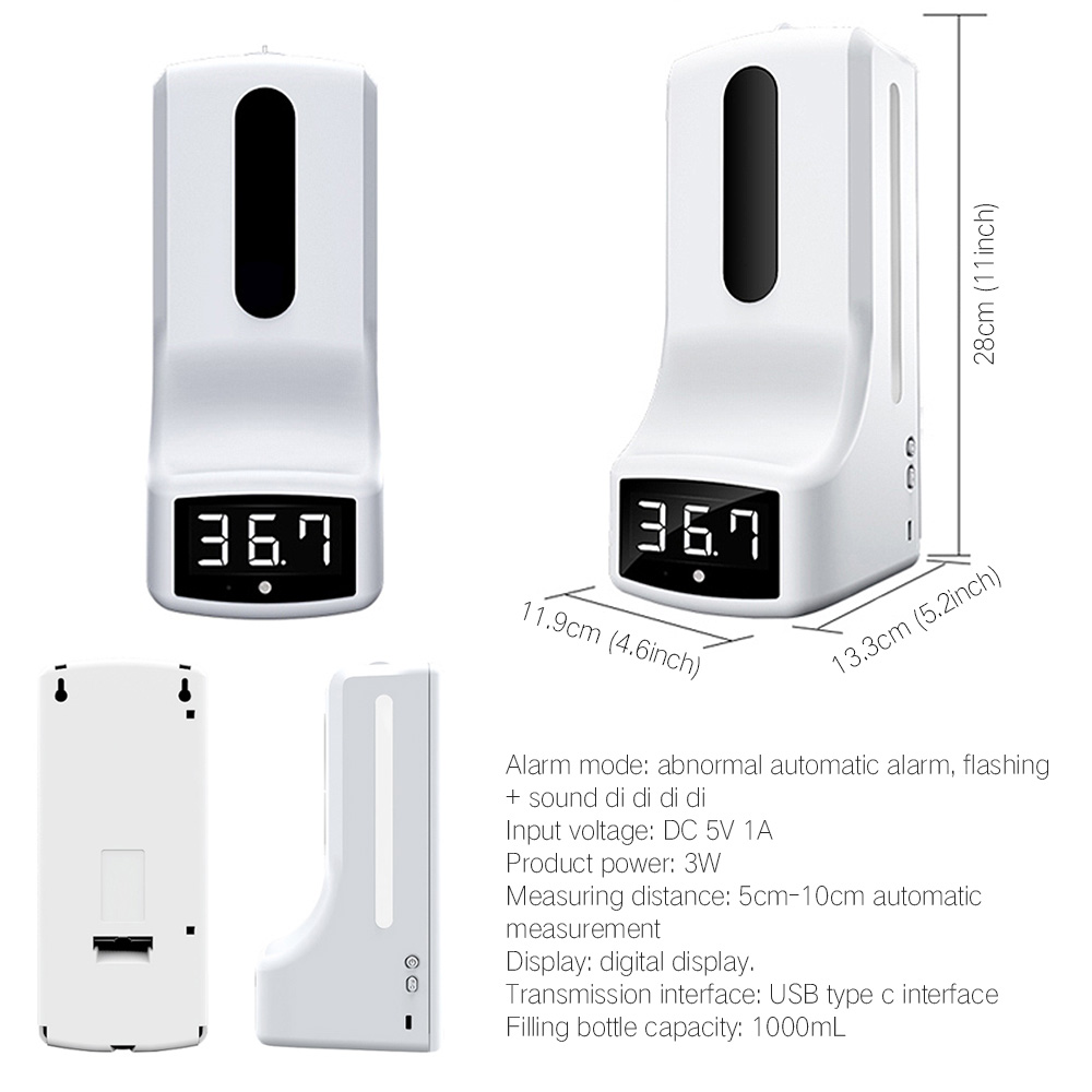 Digital Display Automatic Sensor Free Hand Soap Dispenser Infrared Thermometer Integrated Hotel Bathroom Hand Sanitizer Machine