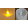 Dia5.3CM USB powered Rechargeable led flickering pillar Paraffin candle Wavy edge Wedding Xmas Party bar decor 10CM(H)-Amber