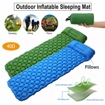 Lightweight Outdoor Sleeping Pad Waterproof Inflatable Air Mat with Pillow for Hiking Backpacking Cushion