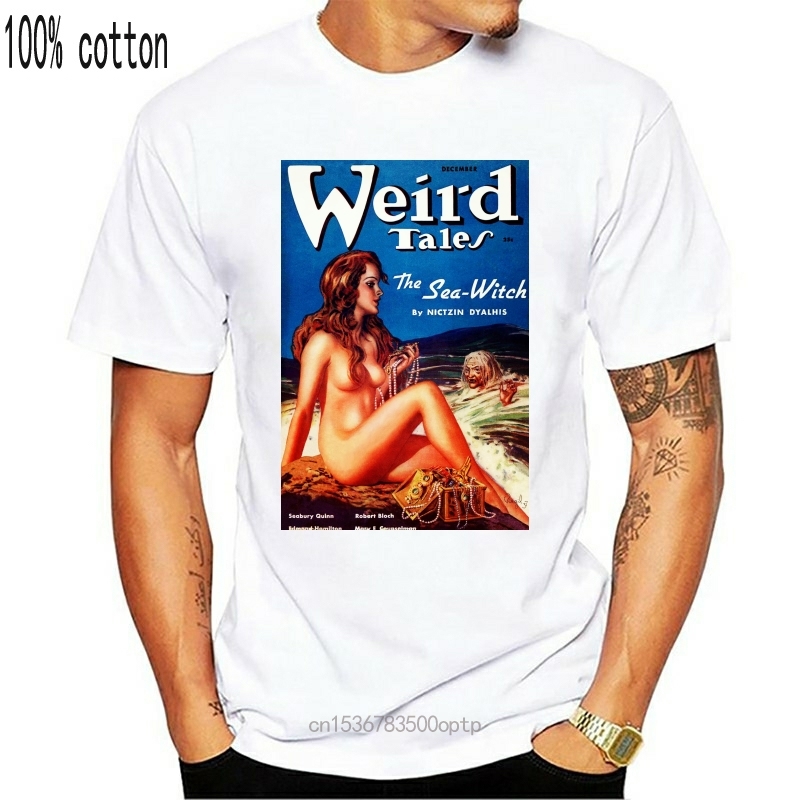 Sea Witch White Mens Retro Vintage T-shirt Tee Pulp Cover Siren Mermaid Occult 2020 New Mens T Shirts