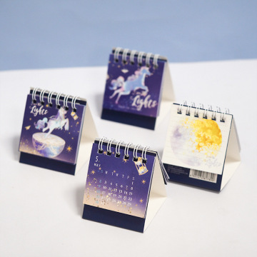 2021 Unicorn Galaxy Mini Desk Calendar DIY Portable Cartoon Calendars Daily Schedule Planner 2020.10-2021.12