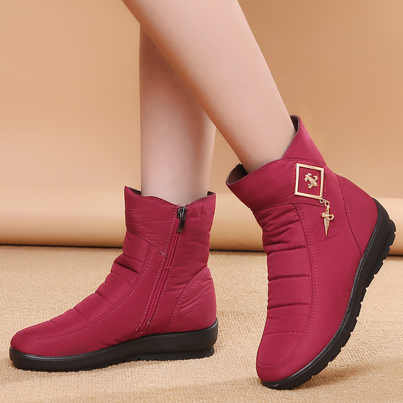 2021 New Women Boots Winter Snow Boots Warm Plush Ankle Boots For Women Winter Boots Female Wedge Heel Woman Booties Big Size