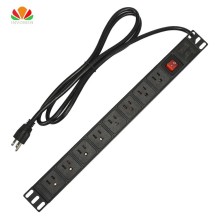 Hot 15A 8 Unit US PDU Switch Power Strip 19in 1U Network Cabinet Rack Standard American Socket Outlet Modular Power Distribution