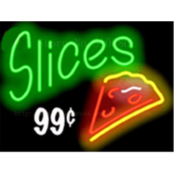 Slices with Price Panel NEON SIGN REAL GLASS BEER BAR PUB LIGHT SIGNS store display Restaurant Advertising dinning Lights 17*14