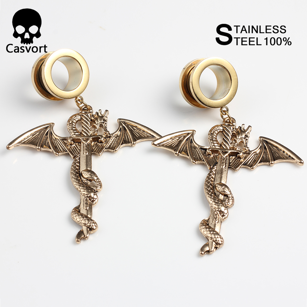 Casper 2 Piece Pterosaur Earplugs And 316L Stainless Steel Expandable Channels Contained In The Earplugs With Jewels That Penetr