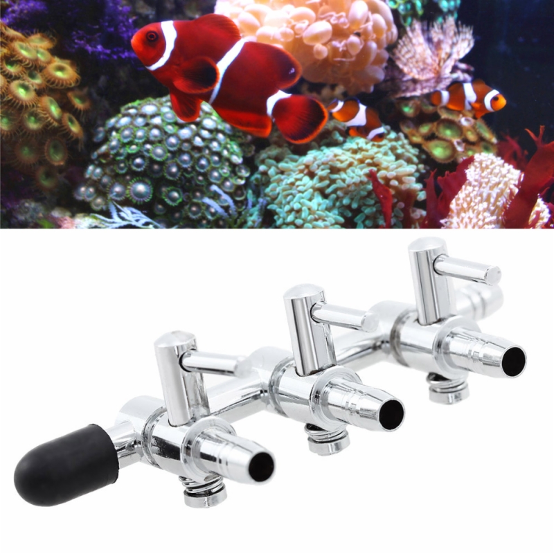3 Way Aquarium Inline Manifold Air Pump Splitter Lever Control Switch Valve Tap Fish Tank Outlet Flow 4*6mm Tubing Distributor