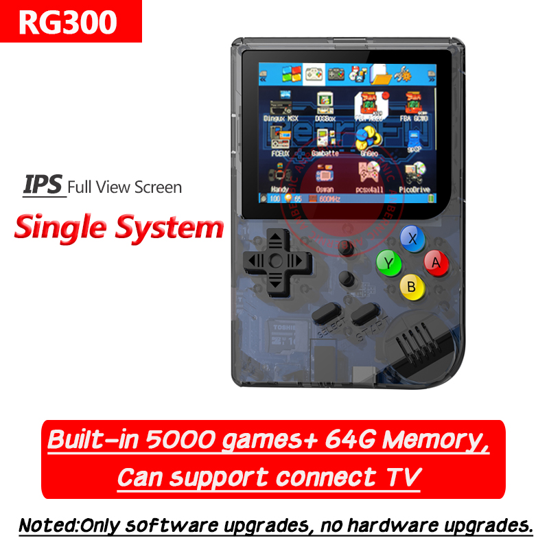 ANBERNIC RG300 NEW SOFTWARE Version 2.2 Retro Games player Video game TV 5000 GAMES Built-in 64G Portable CONSOLE Emulator Gift