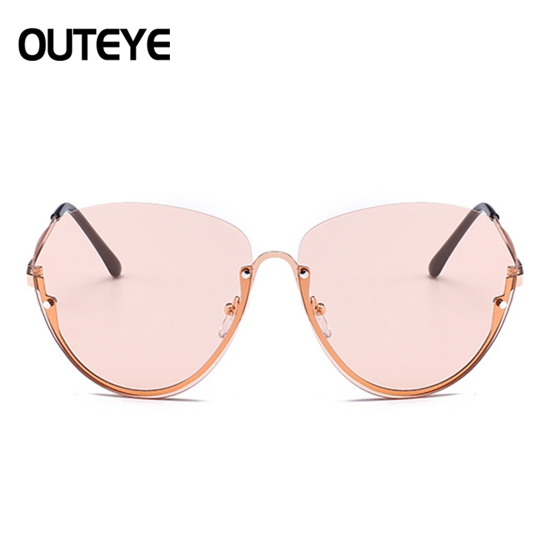2020 Brand Designer Clear Sunglasses Women Ocean Lens Rimless Oversized Sun Glasses Frame Vintage Shades Luxury Metal Eyewear
