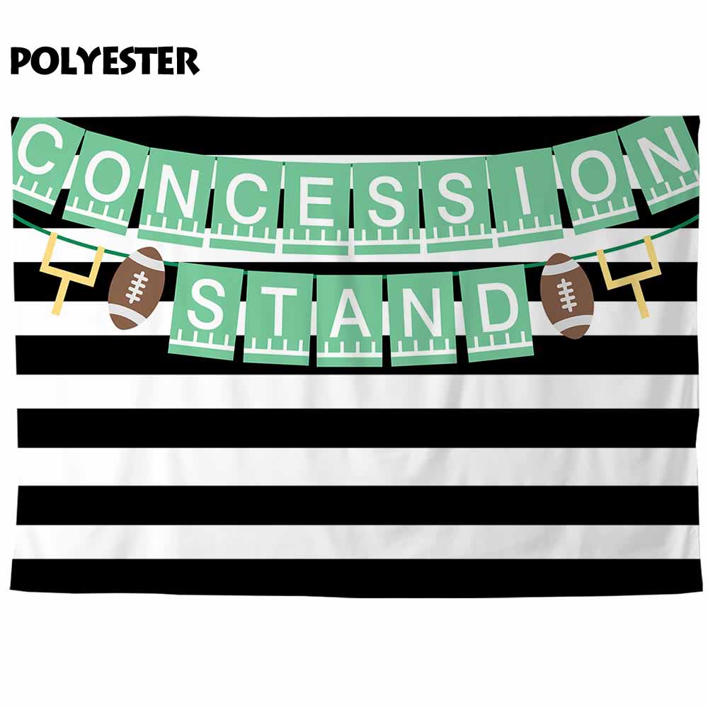 Allenjoy Sports Game Backdrops Black White Stripe Football Flags Concession Stand Photocall Banners Boy Birthday Party Supplies