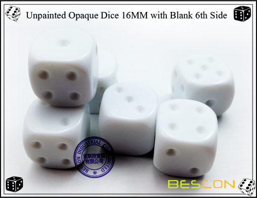 Unpainted Opaque Dice 16MM with Blank 6th Side-8