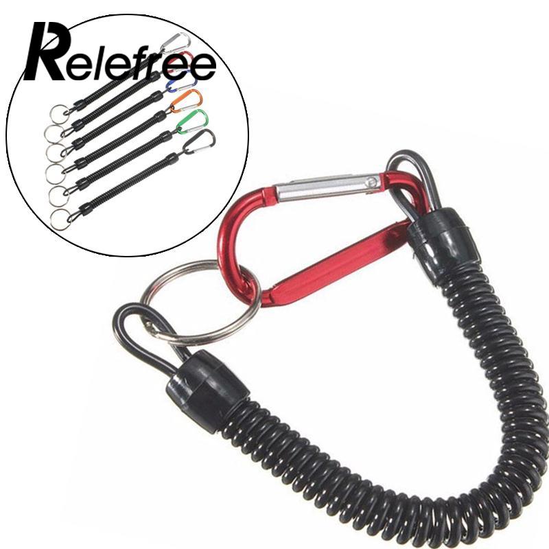 Relefree 5 Pcs/Lot Fishing Lanyards Rope Boating Kayak Camping Fishing Rope with Camping Carabiner Secure Lock Fishing Tools