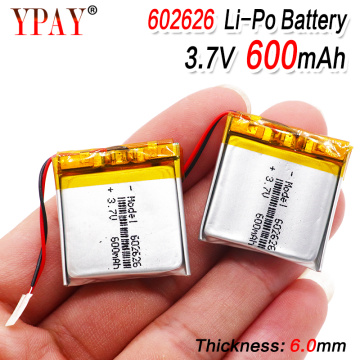 600mAH 602525 602626 PLIB polymer lithium ion / Li-ion battery for SMART WATCH GPS