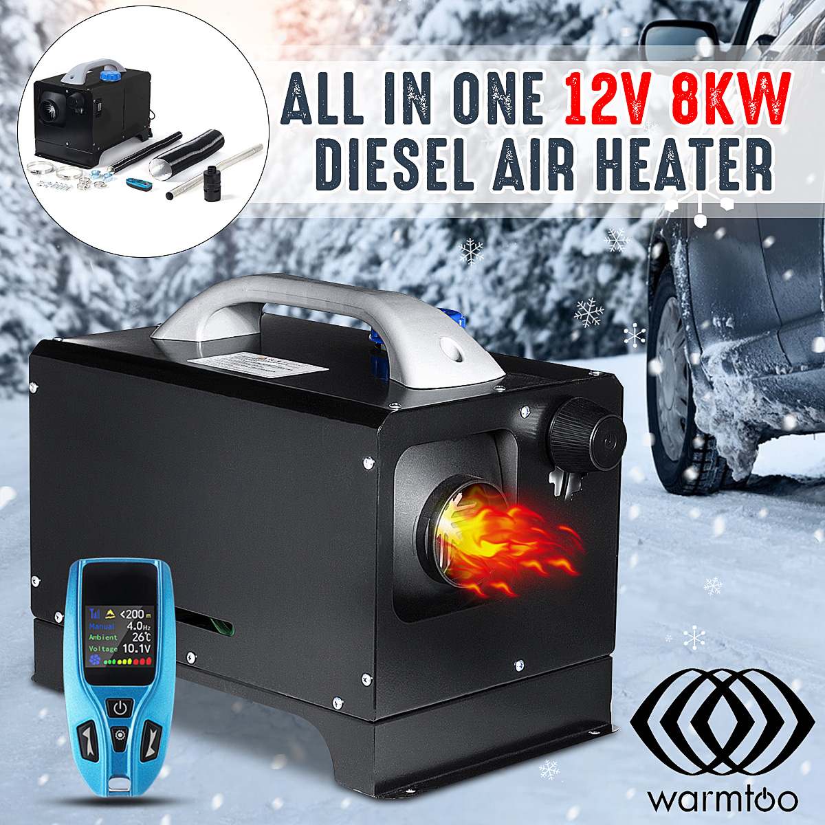 All In One 8000W Mini Diesel Air Heater 8KW 12V One Hole Car Heater For Trucks Motor-Homes LCD /Button Remote New Arrival 2019