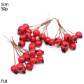 Red Bright Mix Artificial Fruit Cherry Berries Stamen 5/6/10/12/20/30/40/50/250pcs Fake Flowers for Wedding Festival Decor