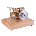 Surwish 2.6cc Water-Cooled Mini Gasoline Engine Model With Wooden Base Model Kit DIY Science Engine For Gifts