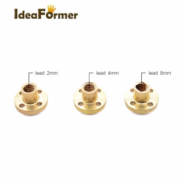 3D printer accessoris Copper Screw Nut T2mm T4mm T8mm Lead Screw stepper motor rail screw Flange Brass Screw Nut