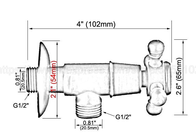 Gold Color Brass 1/2"male x 1/2" male Brass Bathroom Angle Stop Valve Gold Finish Filling Valves Bathroom zav013