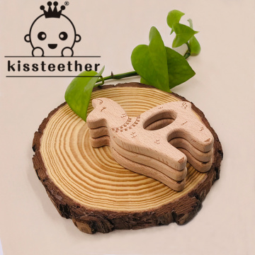 Kissteether Food Grade Deer Beech Wooden Teethers Baby Teether for Kids Children's Toys Diy Making Wooden Rings Teething Toys