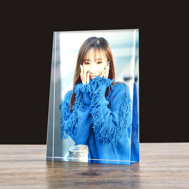 Customized Christmas Gift Decoration Square Shape Crystal Photos Frame Picture Printed for Lover Friend Family Wedding Albums
