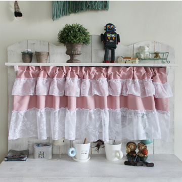 110*45cm 3color lacy valance bowknot curtain for kitchen half window rustic kitchen curtains styles cafe short panel curtain