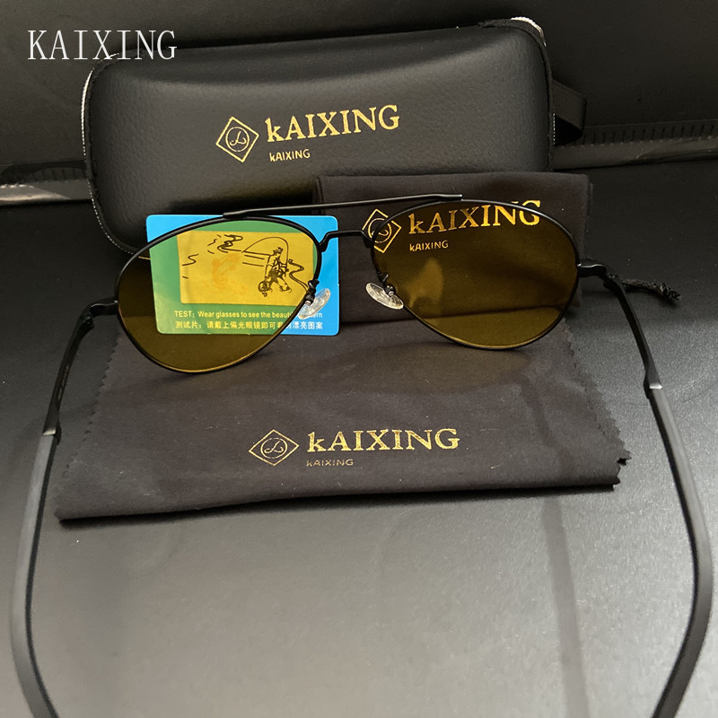 KAIXING Brand Night Vision Glasses Men Anti-glare Pilot Photochromic Sunglasses Polarized Male Sun Glasses for Driving 0162