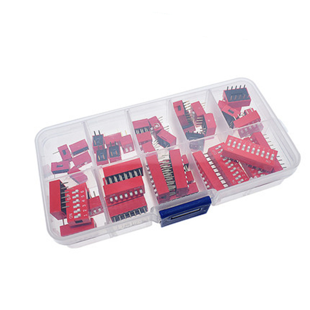 1 Set LOT Dip Switch 1 2 3 4 5 6 8 Way 2.54mm Toggle Switch Red/Blue Snap Switches Mixed Kit Each 5PCS Combination Set