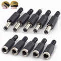 10Pcs DC Power DC Male DC Female Connectors Dc Jack Plug Adapter Cctv Camera Security System 2.1*5.5MM for DIY Cctv Accessories