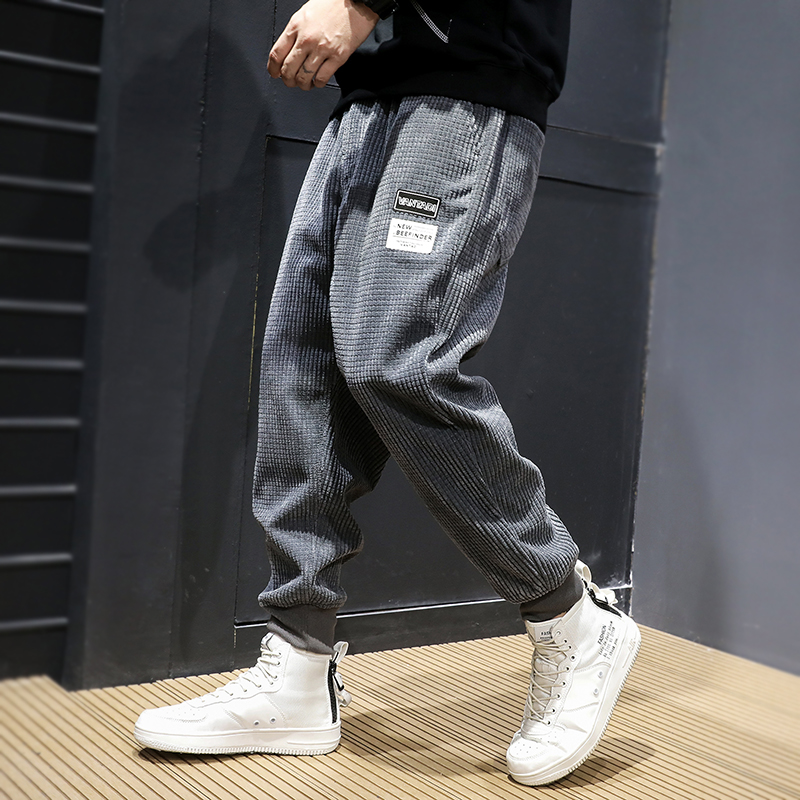 Newly Autumn Fashion Men Jeans Loose Fit Casual Corduroy Cargo Pants Wide Leg Harem Trousers Streetwear Hip Hop Jogger Pants Men