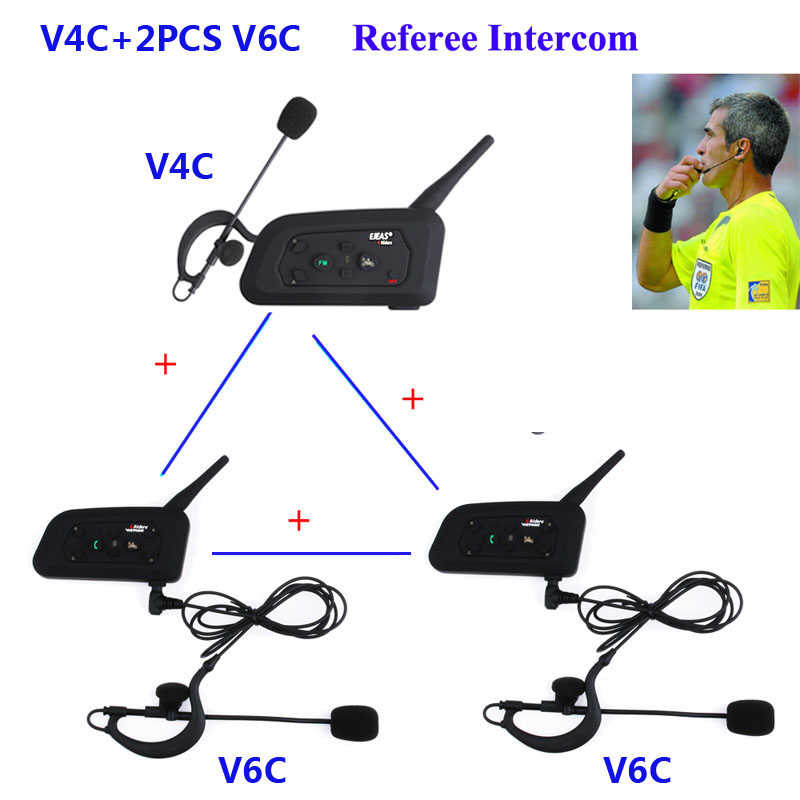 3pcs Professional Football Referees Intercom System Bluetooth Soccer Arbitro Communication Headset Interphone FM