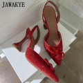 New Green PVC Transparent Crystal Shoes Woman High heel Sandals pointy Goblet heels Slingbacks Sexy Shinny Party Shoes Woman